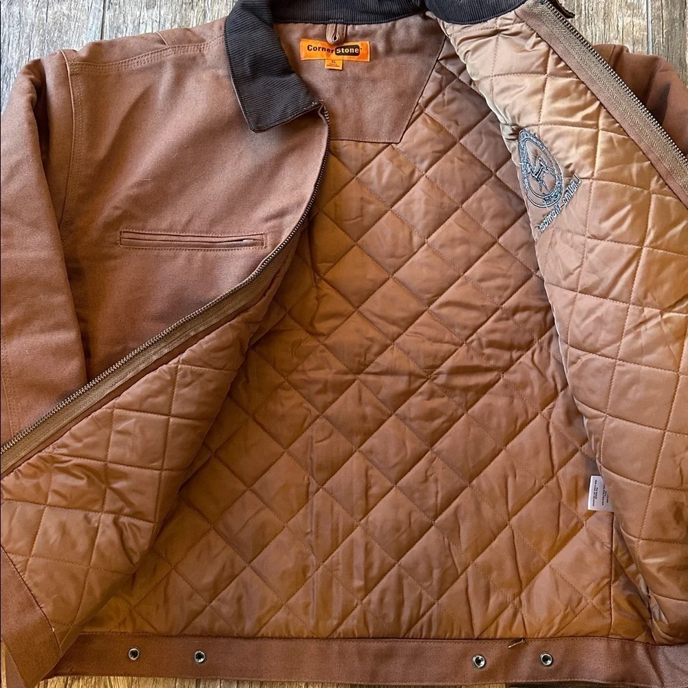 Corner Stone Tan Canvas Duck Cloth exotic wildlife Mens Work Jacket Size X-Large